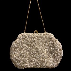 Vintage K. Gimbel Evening Purse White Bead Sequin